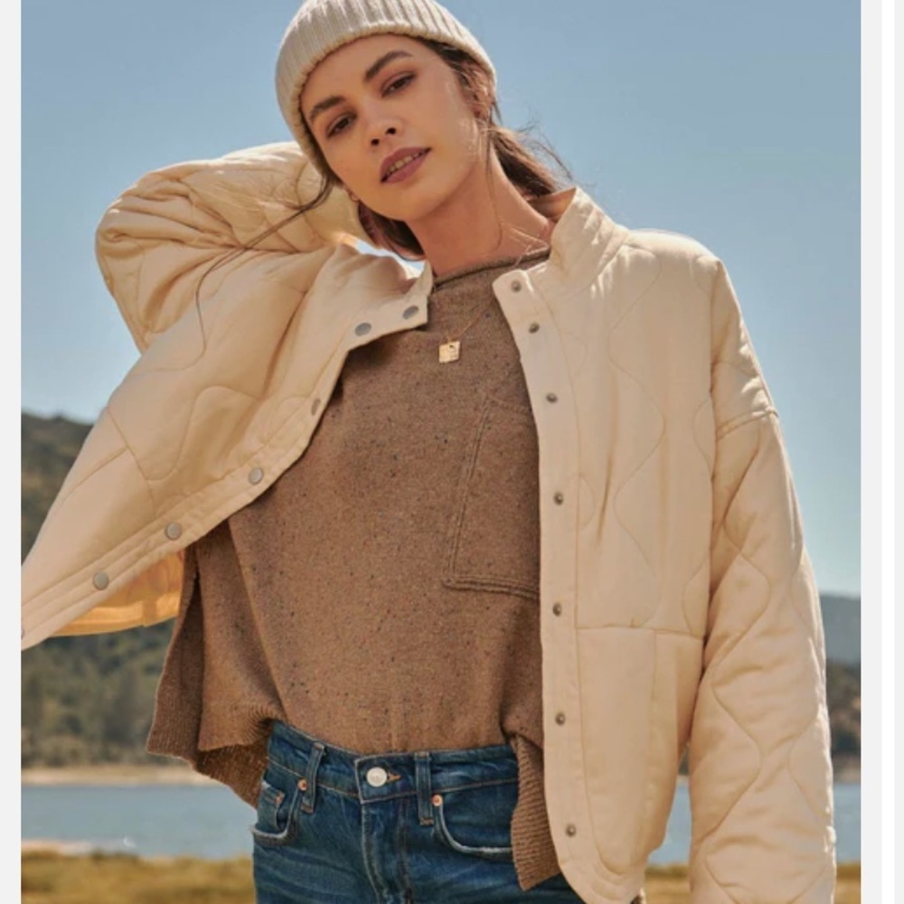 PROMESA QUIET PROMISE QUILTED BOMBER JACKET CREAM SIZE SMALL